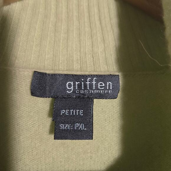 Griffen Cashmere Lime Turtle Neck Spring Bright Minimalist Cozy Pullover P XL - Picture 2 of 6